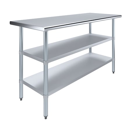 Amgood 24 in. x 48 in. Stainless Steel Table With Two Undershelves AMG WT-2460-2SH